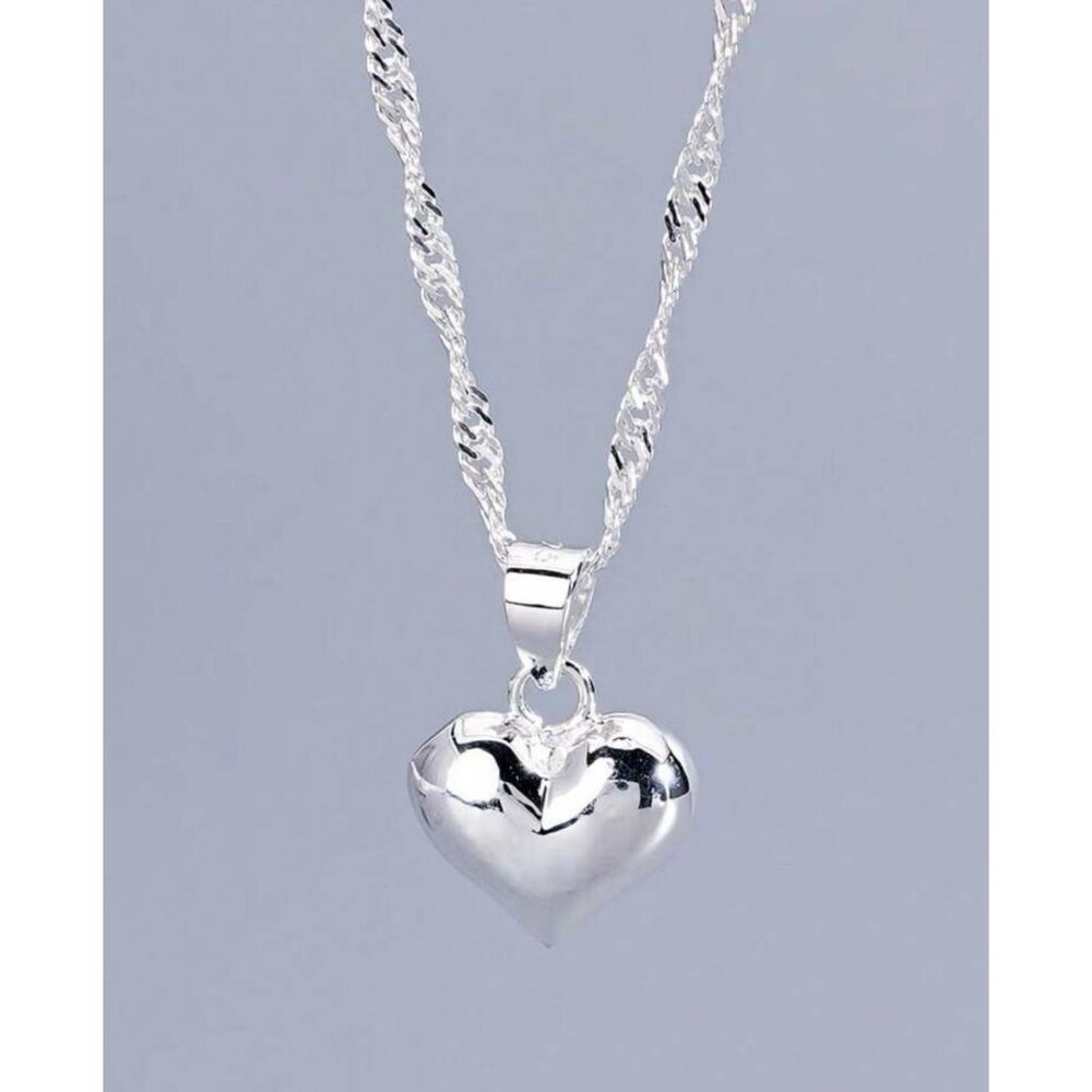 925 Sterling Silver Heart Pendant Necklace With Twisted Chain For Women